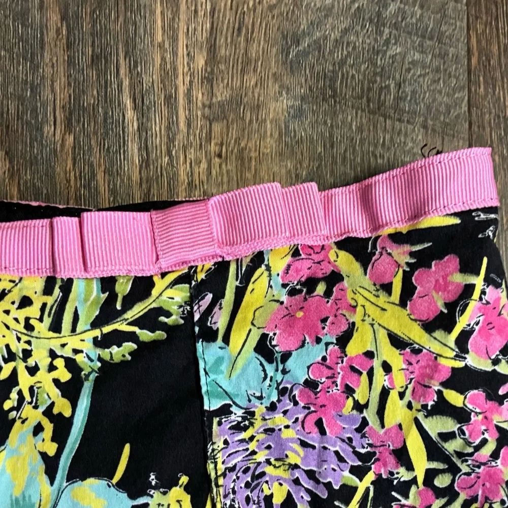 Rafaella Black A-Line Skirt with Pink, Purple & Yellow Floral Print